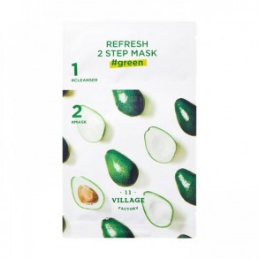 Двухфазная тканевая маска с экстрактом авокадо Village 11 Factory Refresh 2-Step Mask Green